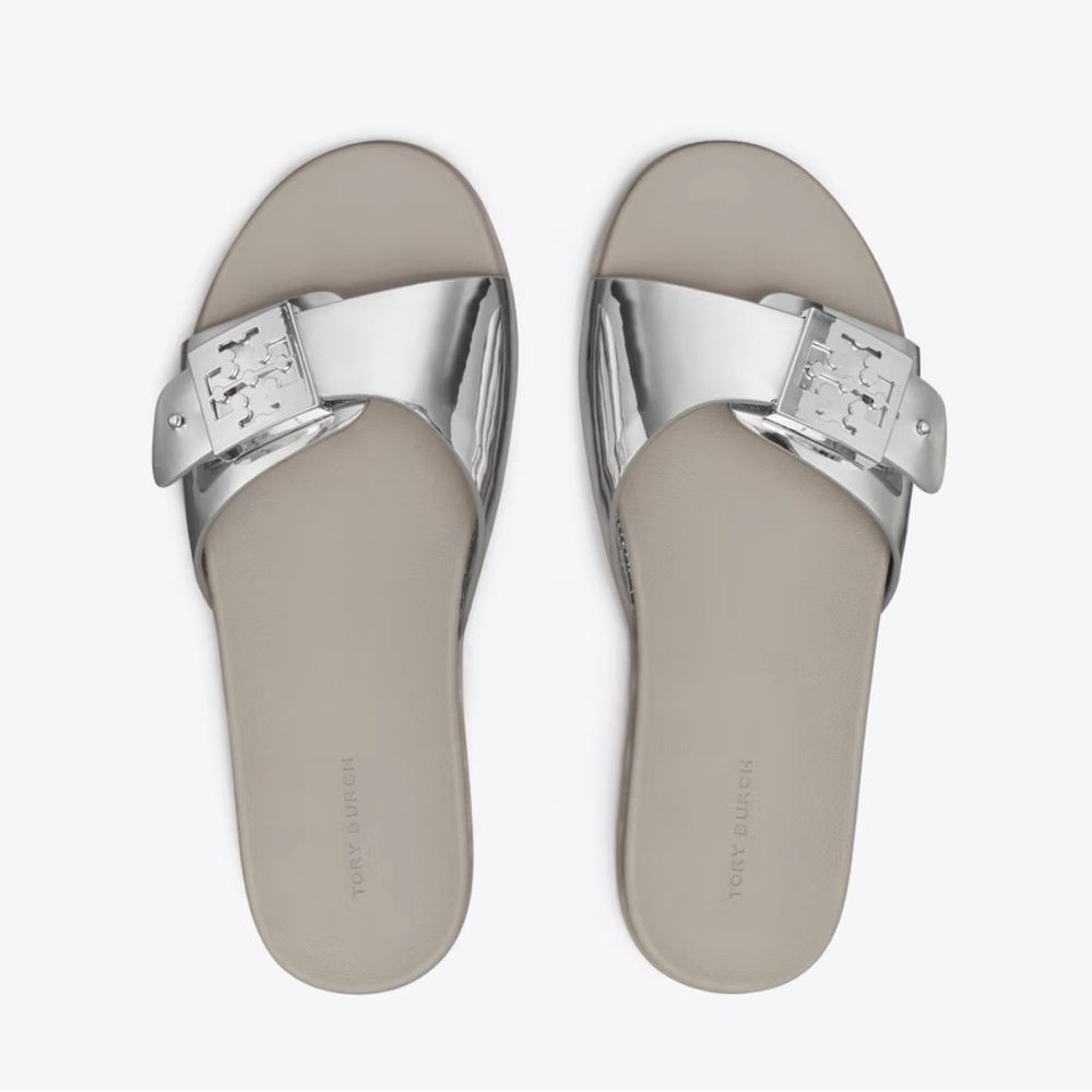 Tory Burch Metallic Silver Slippers, size 8 ( sold out in this color and size)